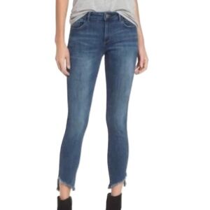 DL 1961 Margaux Instasculpt Mid Rise Ankle Skinny Jeans Frayed Angle Hem Size 29
